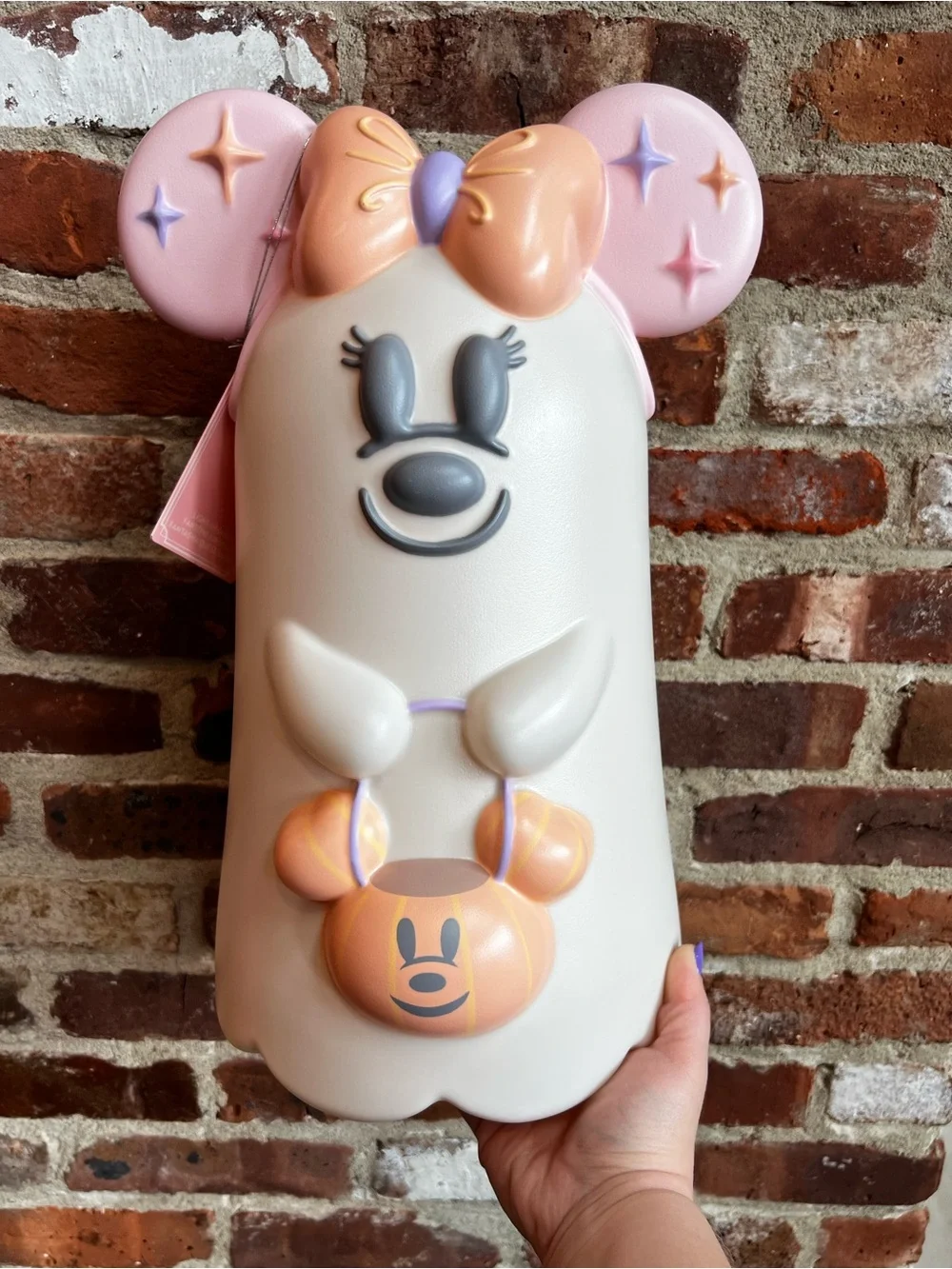 Disney Parks Halloween Pastel Cutie Ghost Minnie Mouse Light Up Blow Mold Figure